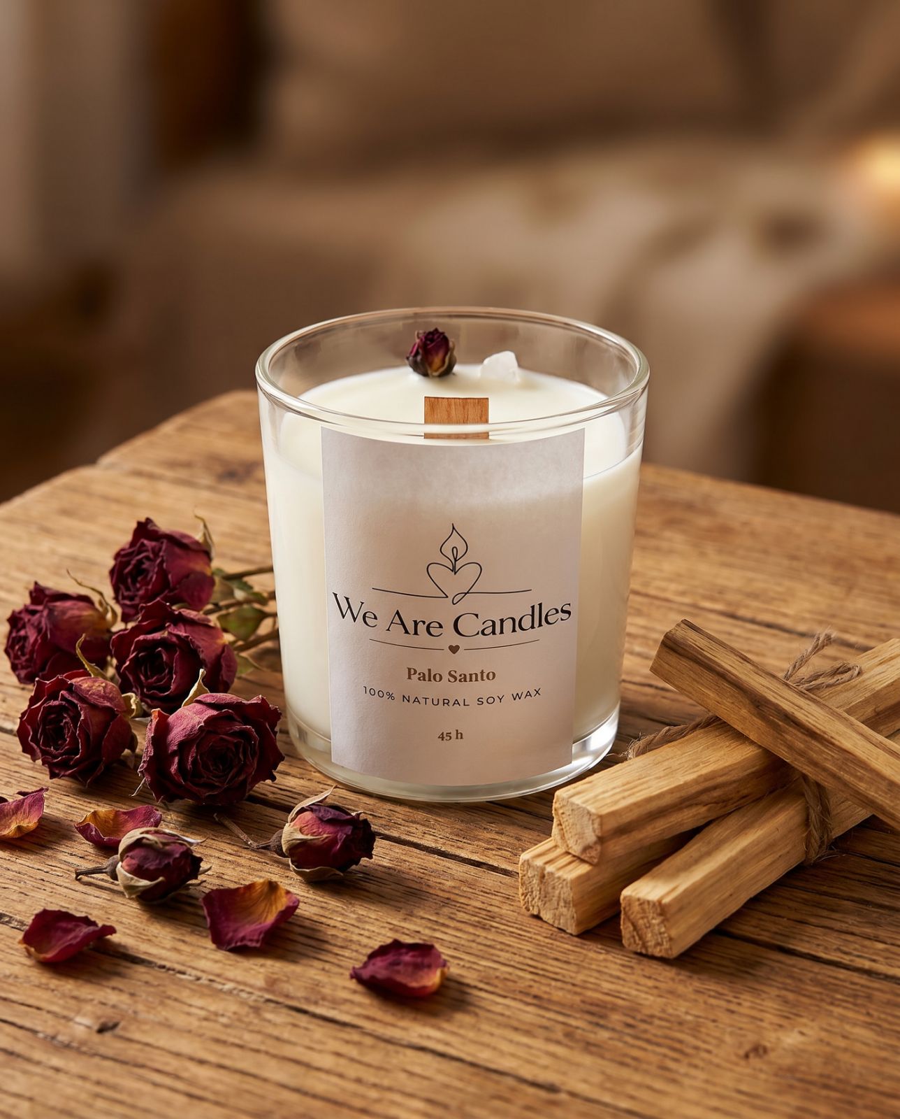 Ръчно изработена соева свещ Palo Santo в голяма чашка