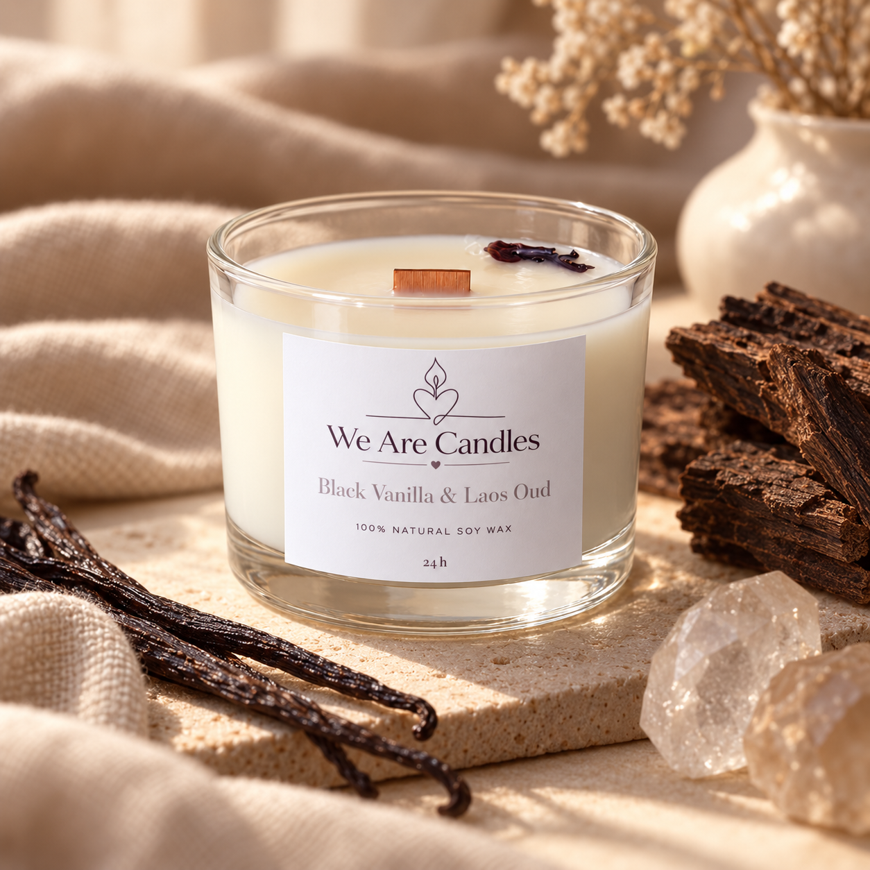 Black Vanilla & Laos Oud | Малка соева свещ, до 24 ч - Image 3