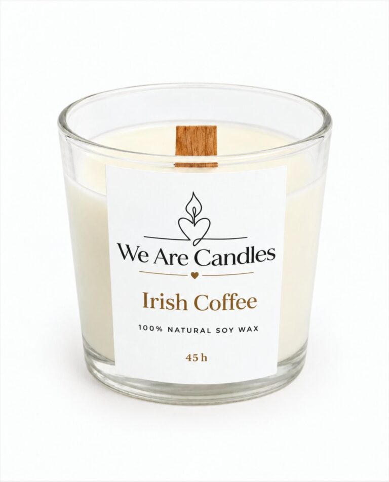Irish Coffee — голяма ароматна соева свещ с дървен фитил (гори около 45ч)