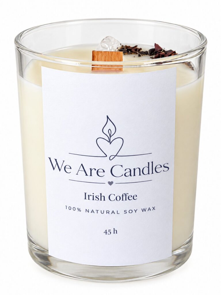 Irish Coffee — голяма ароматна соева свещ с дървен фитил (45ч)